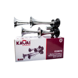 Buzina Ar 4 Cornetas Cromada 12/24V Som Trem