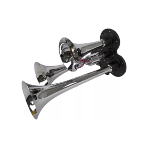 Buzina Ar Tripla Cromada 12/24V com Solenoide