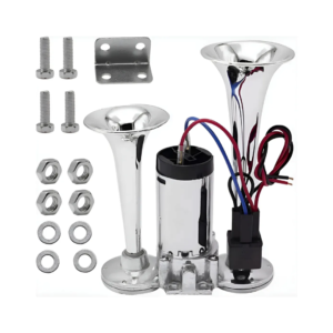 Buzina Ar Dupla Cromada 12V com Compressor